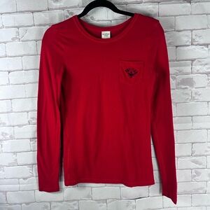 Abercrombie & Fitch Y2K 90s Men’s Long Sleeve Crew Neck Preppy Red Shirt | S